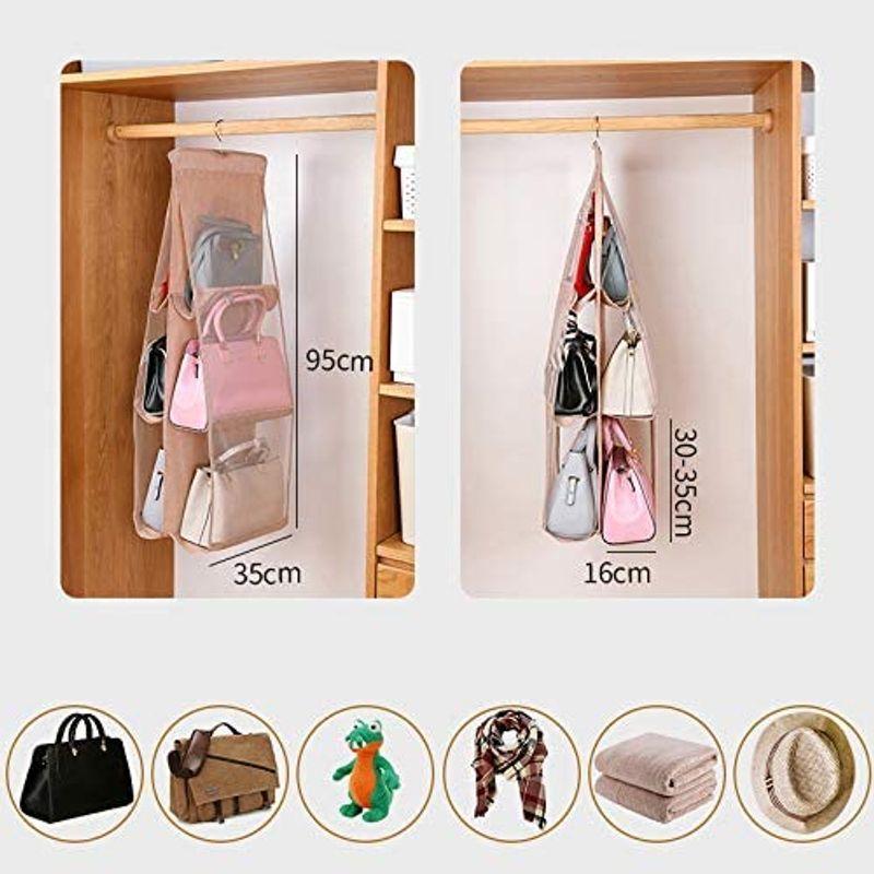 吊り下げ収納 クローゼット 収納 カバン バッグ 帽子 小物入れ ハンガー 両面 おまけ付 玄関 収納ラック クリアポーチ 水洗い可能 収納ポケット