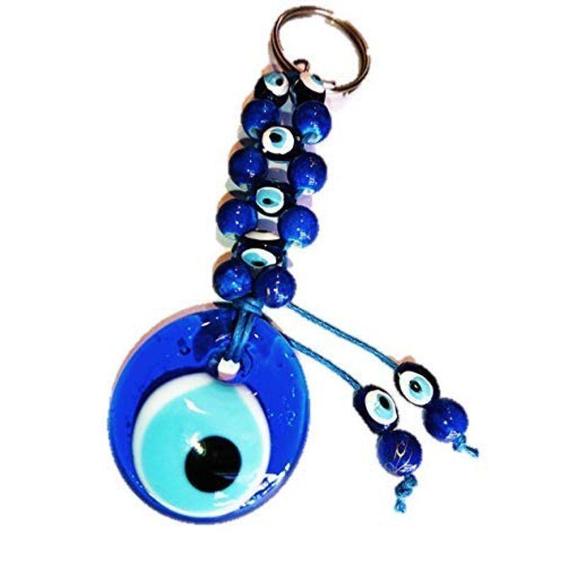 ナザールボンジュウ キーホルダー壁掛け 柄入ビーズ青 Majesticxpress Com