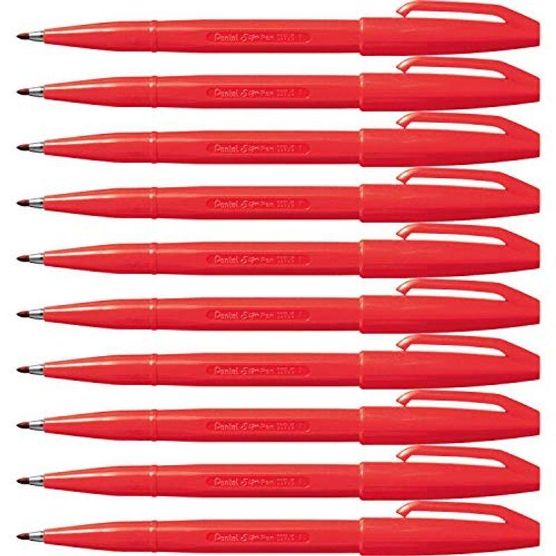 ぺんてる 水性ペン サインペン S520-BD 赤 10本セット