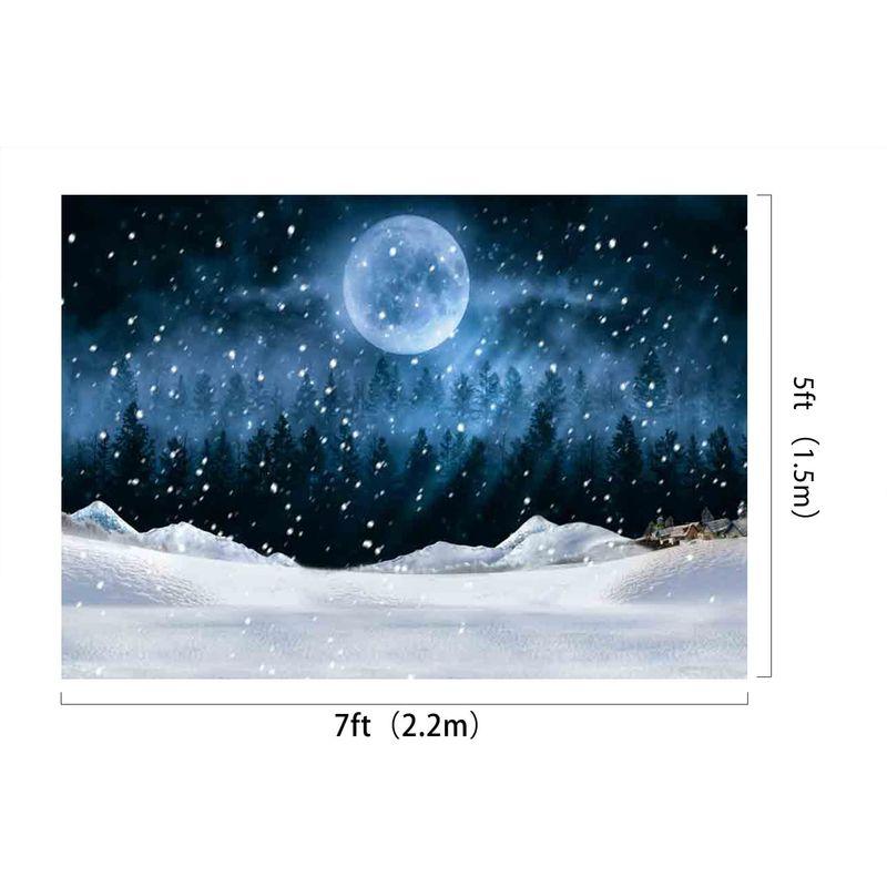 定期入れのKate 1.5x2.2m マイクロファイバー シームレスな背景 深夜のスター空の月、雪景色の写真の背景 クリスマスの雪景色の撮影の背景  カメラアクセサリー