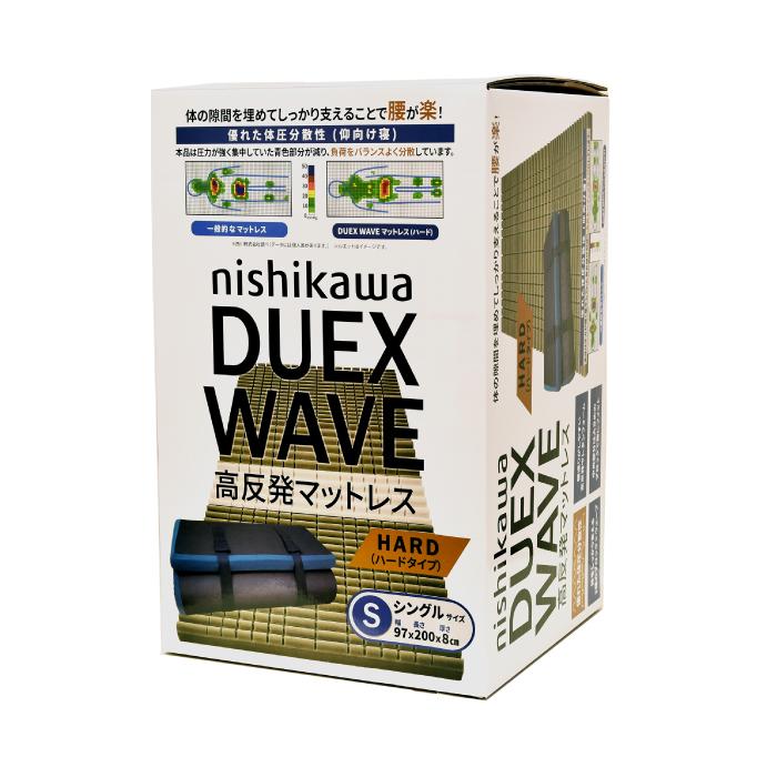 【展示品】西川　ウェーブ　高反発マットレス シングル　直接引取り対応 西川 エニーマットレス PLUS 三つ折 シングル ブルー J2404の