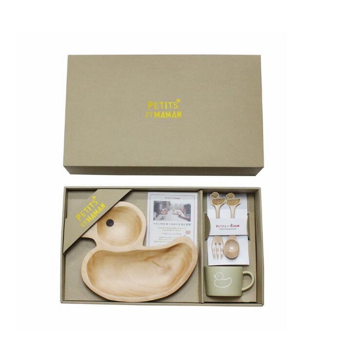 プチママンギフトセット天然木 ウッドトレー 皿 キッズプレート プレート 木製食器 スプーン フォーク マグ 子供用 陶器 出産祝い 1才 誕生日 アヒル/ぞう/車/… |  | 13