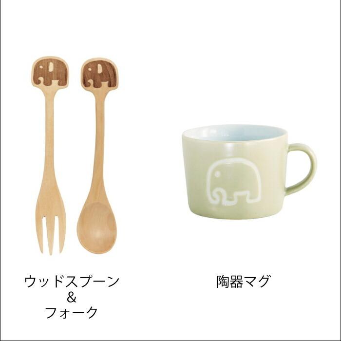 プチママンギフトセット天然木 ウッドトレー 皿 キッズプレート プレート 木製食器 スプーン フォーク マグ 子供用 陶器 出産祝い 1才 誕生日 アヒル/ぞう/車/… |  | 04