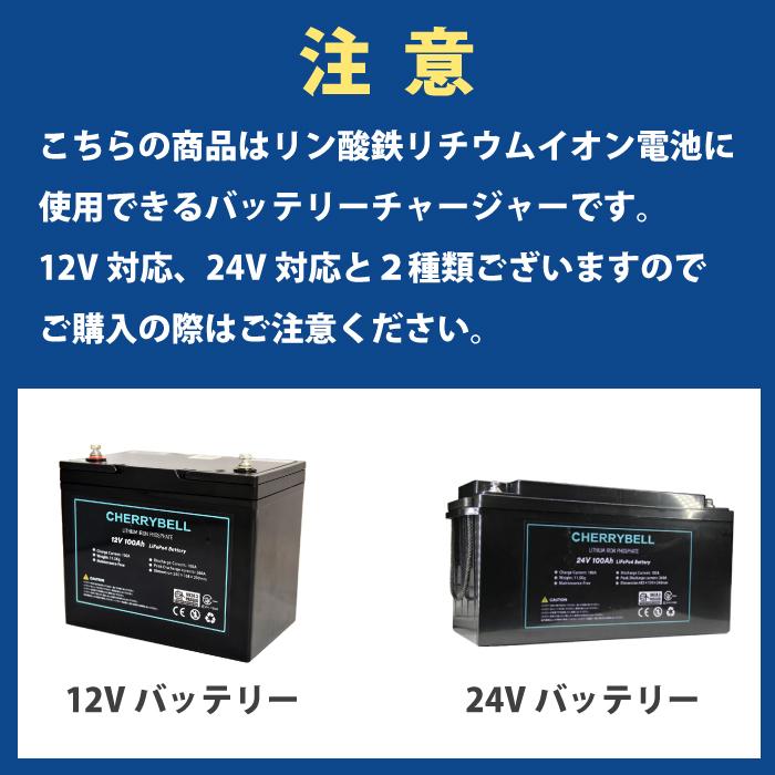 リン酸鉄リチウムイオンバッテリー専用充電器 24V 13A チャージャー