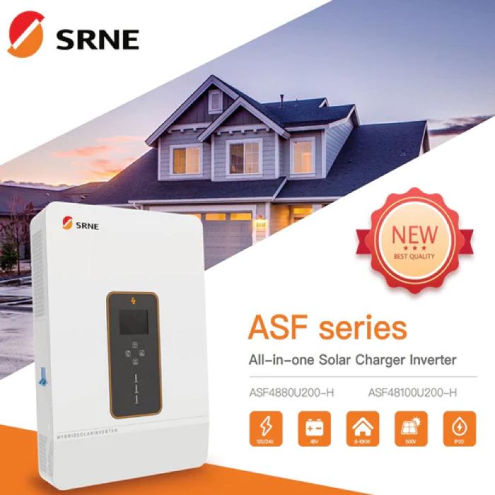 SRNE　ハイブリッドインバーター　100V　10kW出力　ASF48100U200-H　単相三線　200V　PV425V