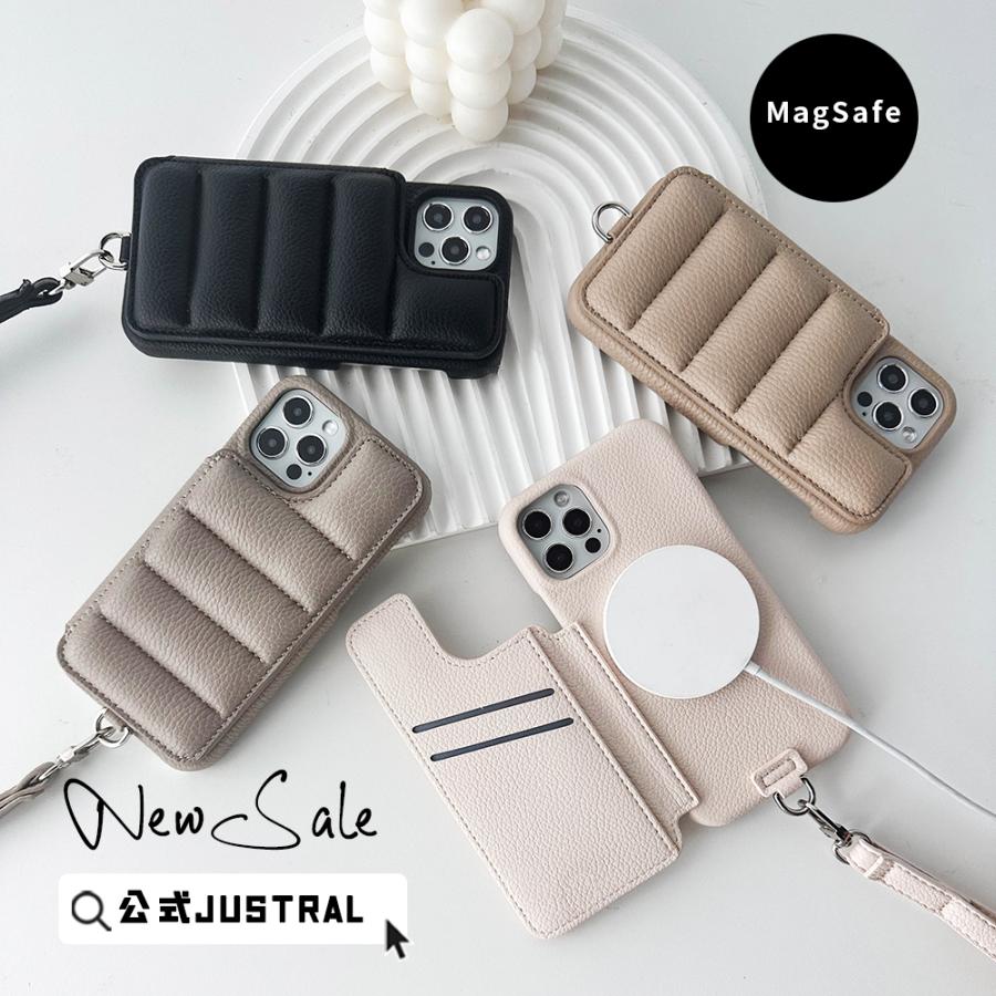 Magsafe対応 ケース ショルダー iPhone17e iPhone17 17pro iPhone16 iphone16e 16pro iPhone15 15pro iPhone14 14pro 13 pro 12 背面手帳型ケース カード入れ（Yahoo!・JUSTRALヤフー店）