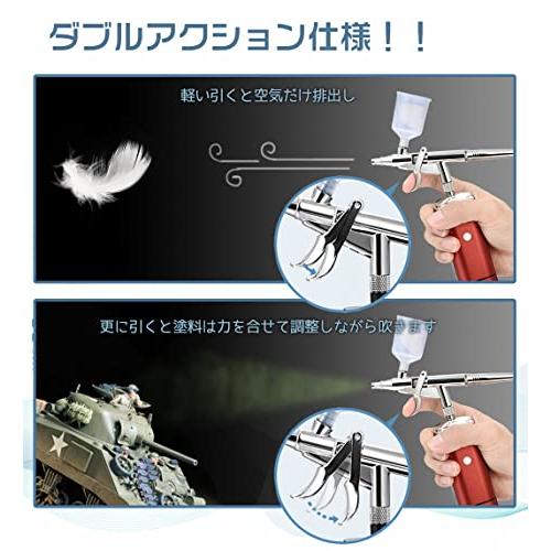 匠魂 エアブラシ コンプレッサー トリガー式 口径0.3mm 自動電源ON/OFF 携帯式コンプレッサー エアブラシ 軽量化 ホース付き 一体化コンプ｜cherrype｜05