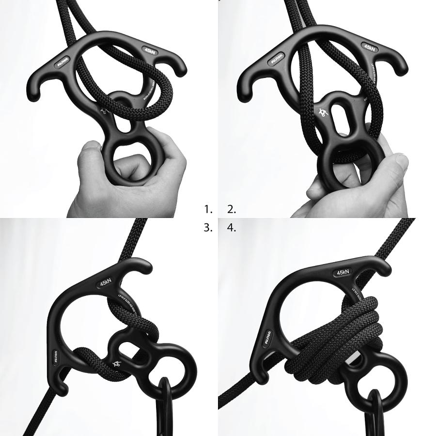 【オープニング 大放出セール】 Fusion Climb Aluminum Terminal 8 Descender Black， Large Bent Ear Belaying and Rappelling Gear Belay Device， Perfect for Climbing， Ziplining an並行輸入