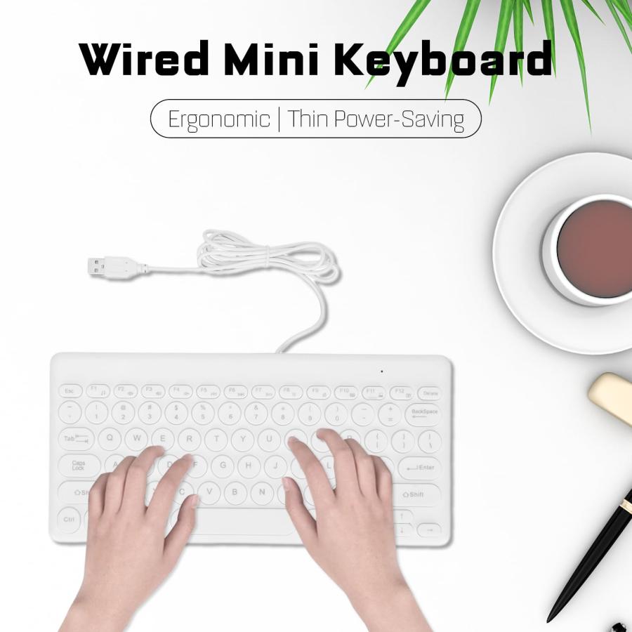 春の新作 Sanpyl Mini Wired Keyboard， 78 Keys Ultra Thin USB Corded Keyboard， Round Keycaps Universal Ergonomic Game Office Keyboard，for PC， Computer， L並行輸入