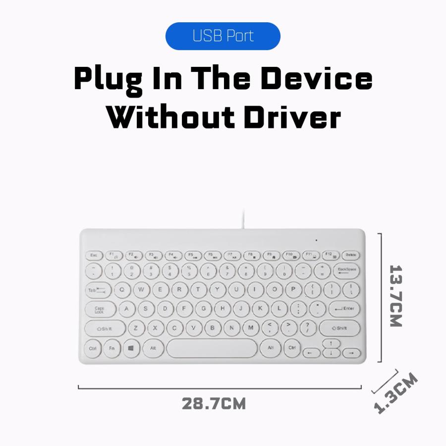 春の新作 Sanpyl Mini Wired Keyboard， 78 Keys Ultra Thin USB Corded Keyboard， Round Keycaps Universal Ergonomic Game Office Keyboard，for PC， Computer， L並行輸入