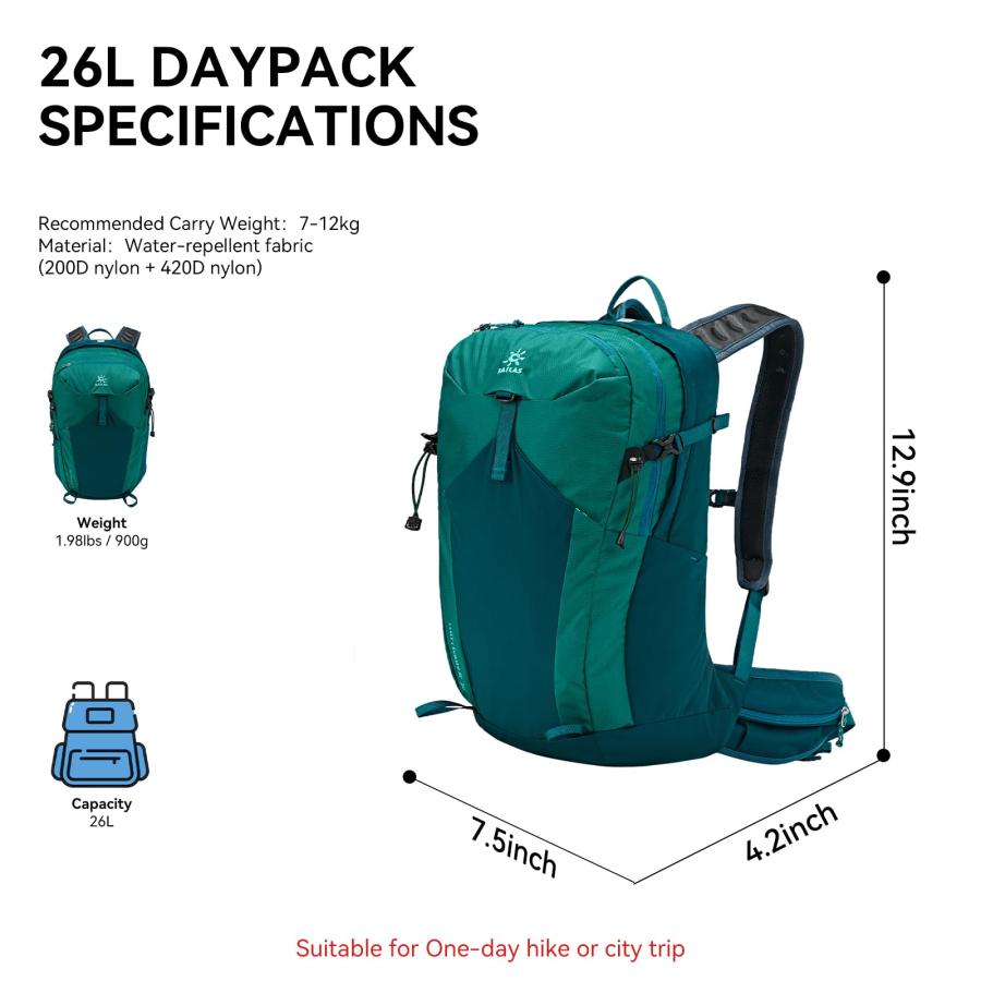 当店だけの限定モデル KAILAS Hurricane 20L Small Hiking Backpack Lightweight Daypack for Women Men Travelling Camping Outdoor Trekking Sea Green並行輸入