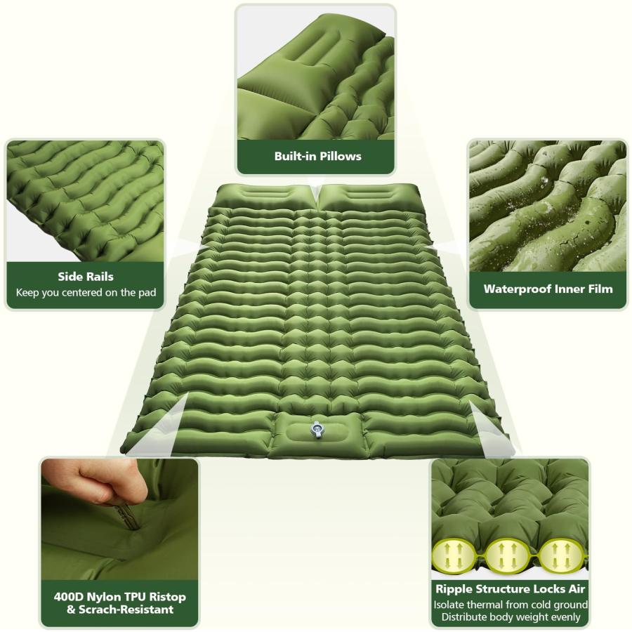 速くおよび自由な Sleeping Pad for Camping Air Mattress Bed Self Inflating Double Sleeping Mat Cot for Adults Camping Accessories Gear Essentials Supplies Must 並行輸入