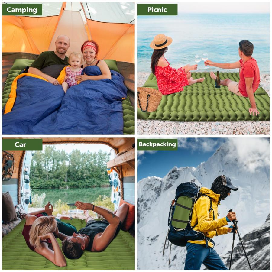 速くおよび自由な Sleeping Pad for Camping Air Mattress Bed Self Inflating Double Sleeping Mat Cot for Adults Camping Accessories Gear Essentials Supplies Must 並行輸入