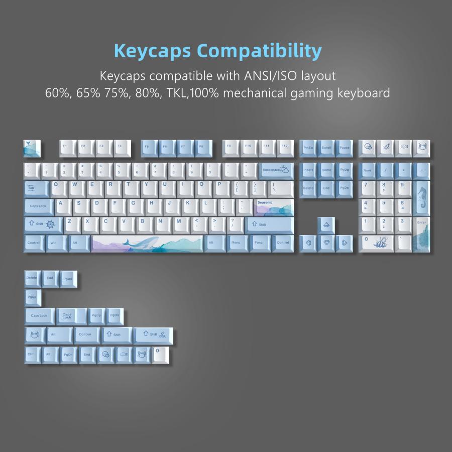 アウトレット公式店 XVX PBT Keycaps， Keycaps 75 Percent， Blue Cherry Profile Keycaps， Dye Sub Keyboard Keycaps for Cherry Gateron MX Switches Mechanical Keyboard並行輸入