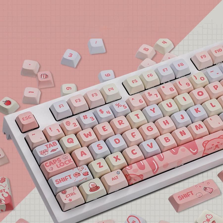 XDA PBT Keycaps Creamy Strawberry Theme for 133 Keys DyeSublimation Keycap Set for Mechanical Gaming Keyboard Switches Gaming Keyboard並行輸入｜cherrystyle｜05