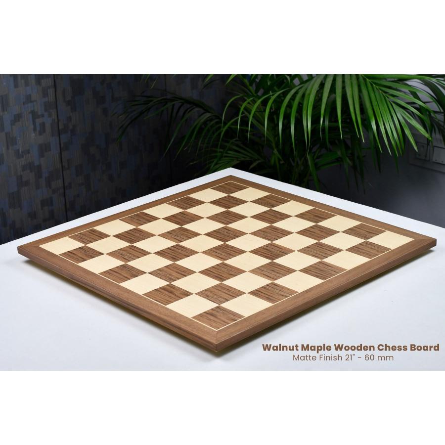 チェス盤 ウォールナット×カエデ 54cm 60mm インド直送 B1004 : チェス