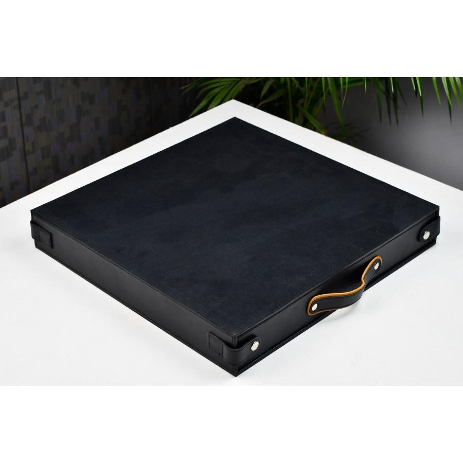 チェス盤 本革 ストレージ付き 40cm 45mm インド直送 B1037 : チェス