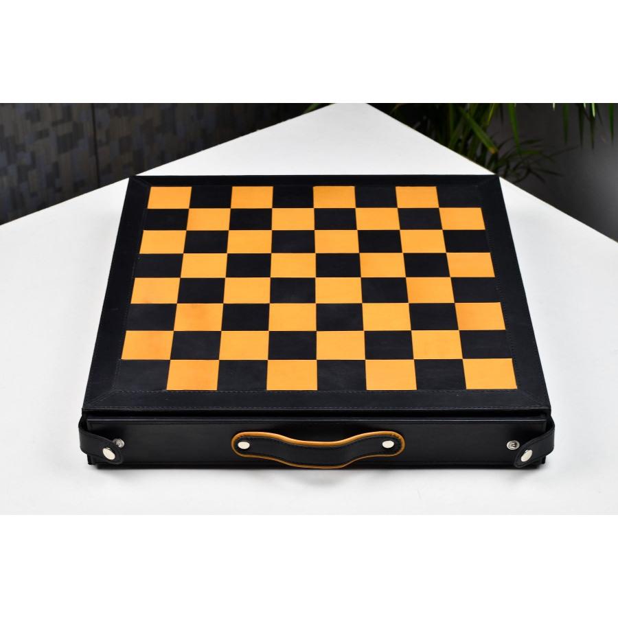 チェス盤 本革 ストレージ付き 40cm 45mm インド直送 B1037