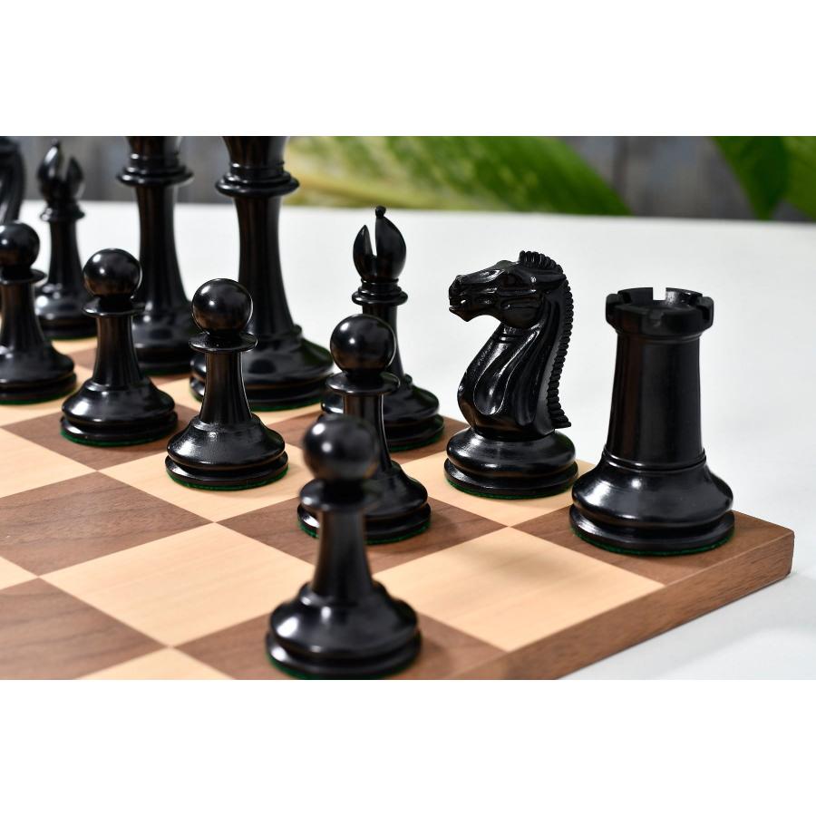 【 Black】Chess 本格 チェス駒 木製 インド製 チェス駒 1910 World Chess Championship 117mm 黒檀 インド直送