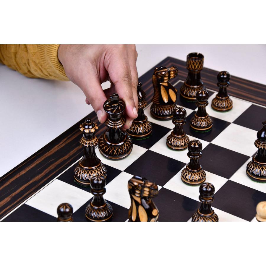 チェス駒 ポッテリー 97mm 光沢仕上げ ツゲ インド直送 M0039-L