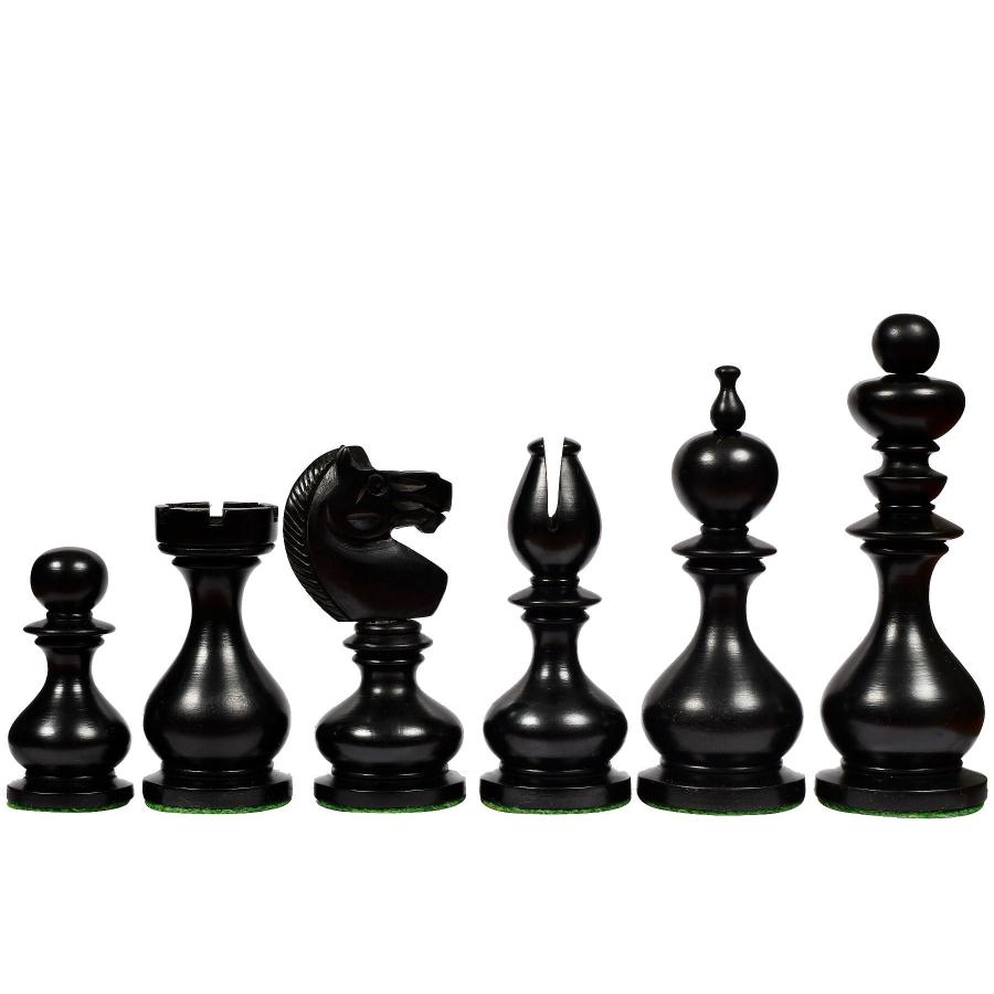 チェスの駒　白黒　アンティーク品 チェス駒 1940 ソビエトクラブ 103mm 黒檀 インド直送 R0348-N