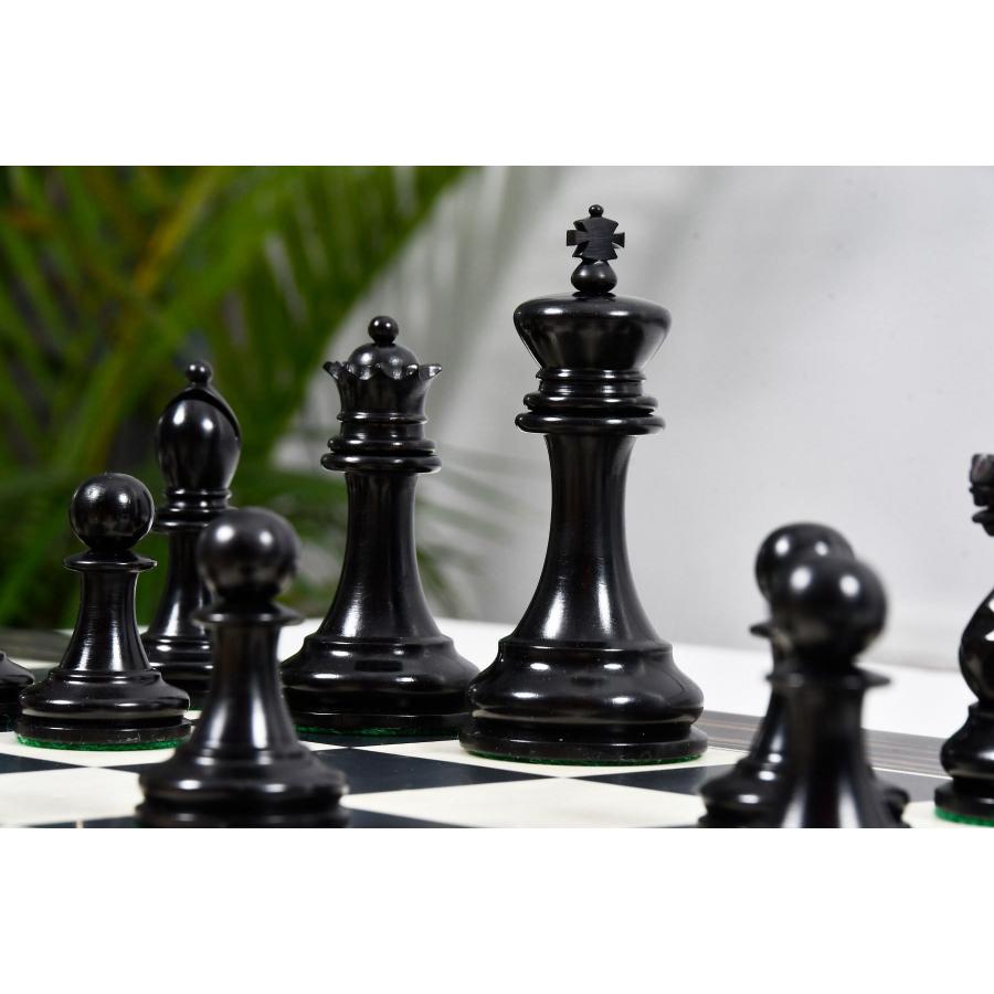 チェス駒 19世紀後期 ラスカー・スタントン 95mm 黒檀 インド直送