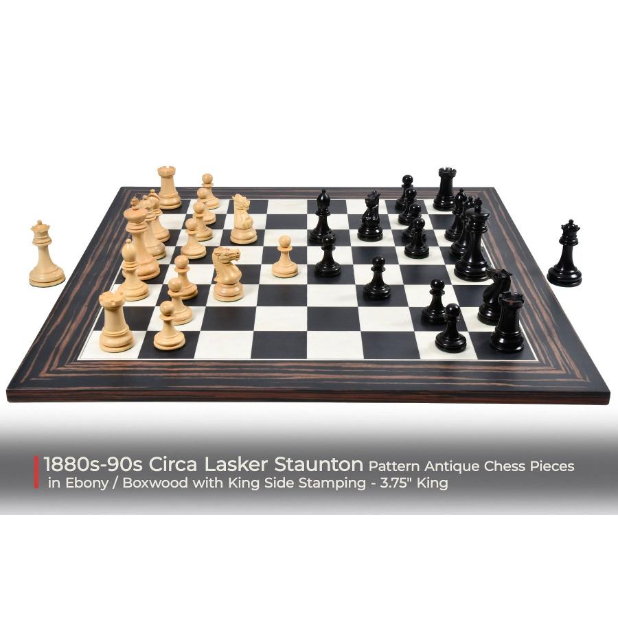 チェス駒 19世紀後期 ラスカー・スタントン 95mm 黒檀 インド直送
