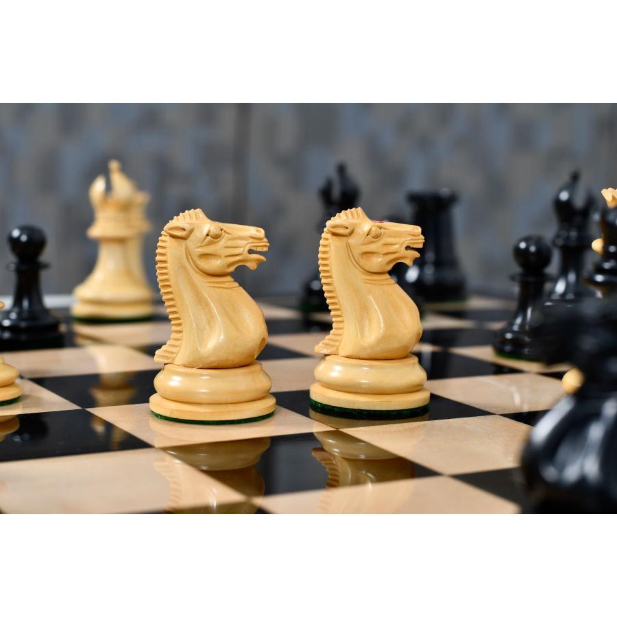 チェス駒 1849 オリジナル・スタントン 95mm 黒檀 インド直送 R0383