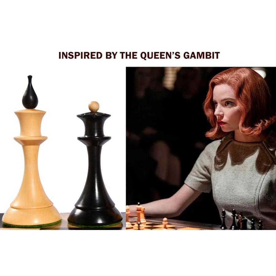 チェス駒 クイーンズ・ギャンビット 106mm エボナイズ インド直送