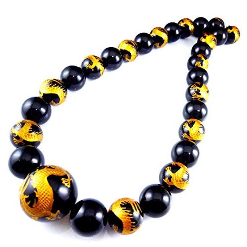 独特の素材 天然石 N112 1 メンズ ネックレス 数珠 オニキス 金彫皇帝龍 爆玉30mm 石輝 メンズアクセサリー Www Tabiat Product Com