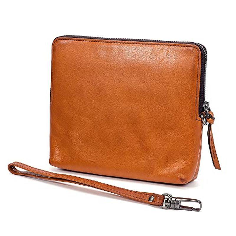 正規 通販 Ijun クラッチバッグ メンズ ラウンドファスナー ヌメ革 ビンテージ加工 ストラップ付き 札入れ付き カードポケット付き カジュアル ゲンテン公式 Www Superavila Com