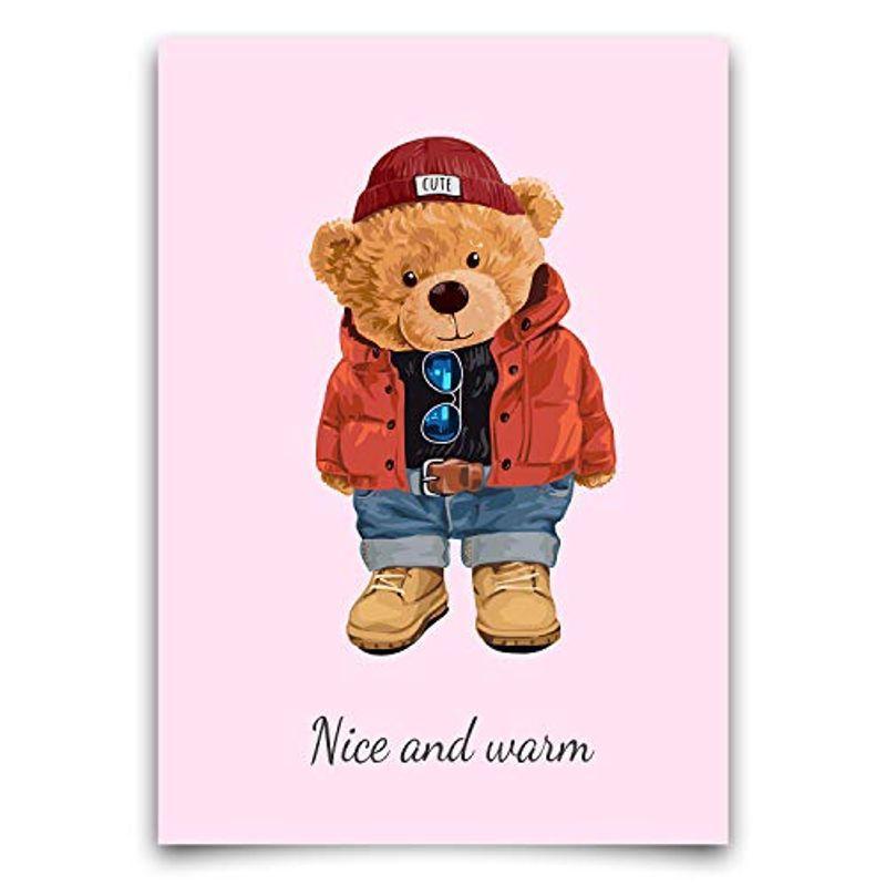 かわいい テディベア モダン 北欧 ポスター国内製造 クマさん アニマル おしゃれ インテリア イラスト ウォールアート 42 30センチ 数量限定セール