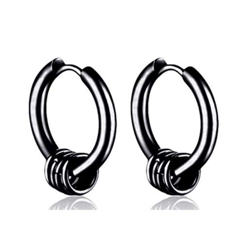 Rockyu ピアスメンズ ステンレス 両耳 片耳 リングピアス 黒 ブラックピアス シンプル 多連リング付け 揺れる フープピアス ニュー 017 Chez Moi 通販 Yahoo ショッピング