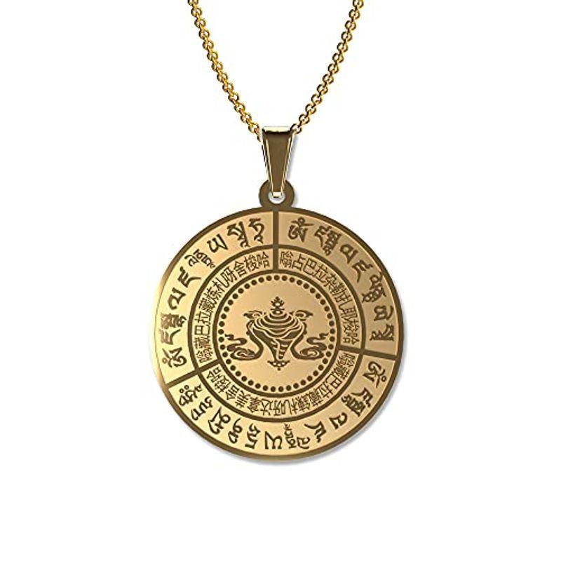 ネックレス メンズ ゴールド 金 316 Lステンレス ペンダント 仏教 五姓財神真言 コインネックレス 風水グッズ 風水 護符 金運祈願 Chez Moi 通販 Yahoo ショッピング