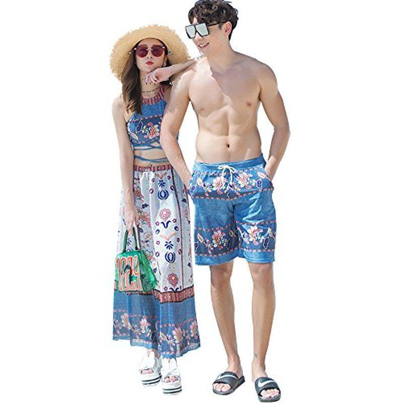 大流行中 水着 ペア プール 海水浴 Uvカット 体型カバー 胸パッド付き スイムウェア