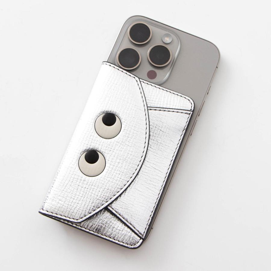 新品ANYAHINDMARCH スマホカードケース シルバー 新品ANYAHINDMARCH スマホカードケース シルバー