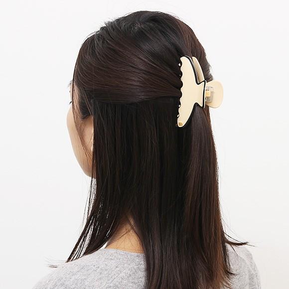 アレクサンドル ドゥ パリ ALEXANDRE DE PARIS ヘアクリップ ライトベージュ×ブラック SAINT HONORE HAIR CLIP  M 8.5cm ACCM-14278-03 S VENDOME