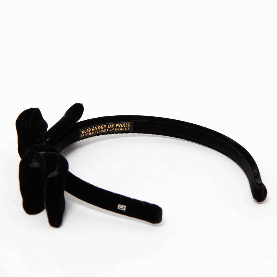 【極美品】ALEXANDRE DE PARIS ベロア黒 カチューシャ ALEXANDRE DE PARIS】アレクサンドル ドゥ パリ ベロア
