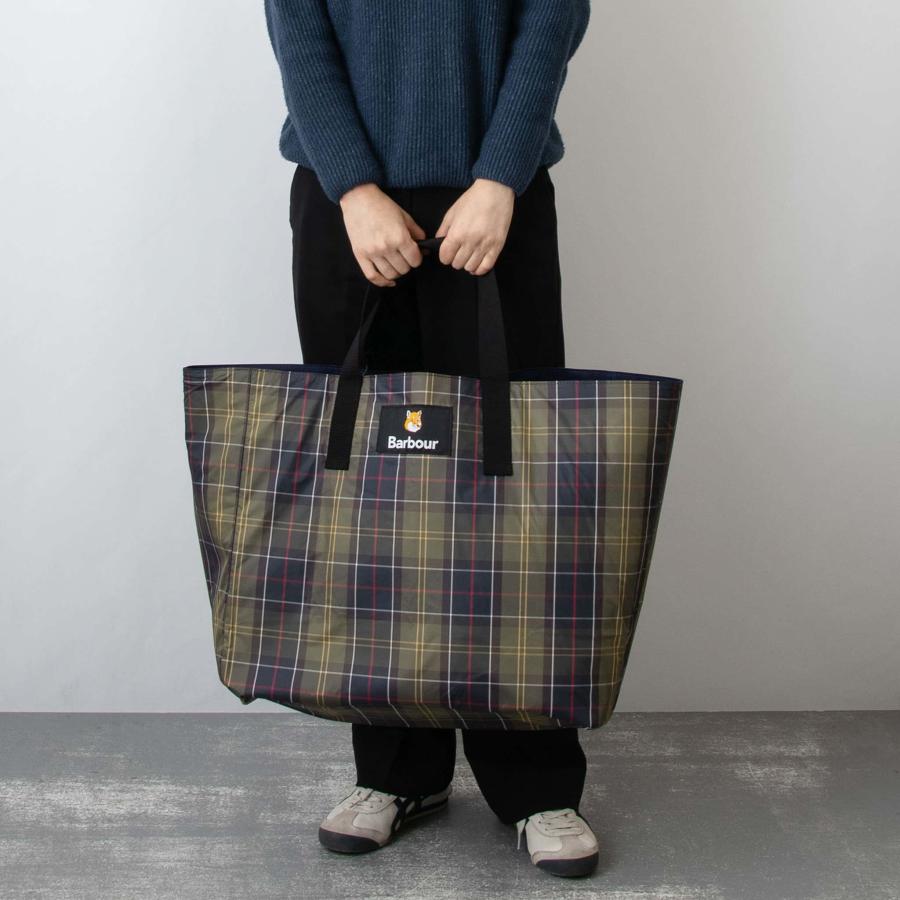 バブアー×メゾン キツネ BARBOUR × MAISON KITSUNE コラボ バッグ メンズ レディース リバーシブル トートバッグ REVERSIBLE TOTE BAG UBA0692｜chgardens｜03