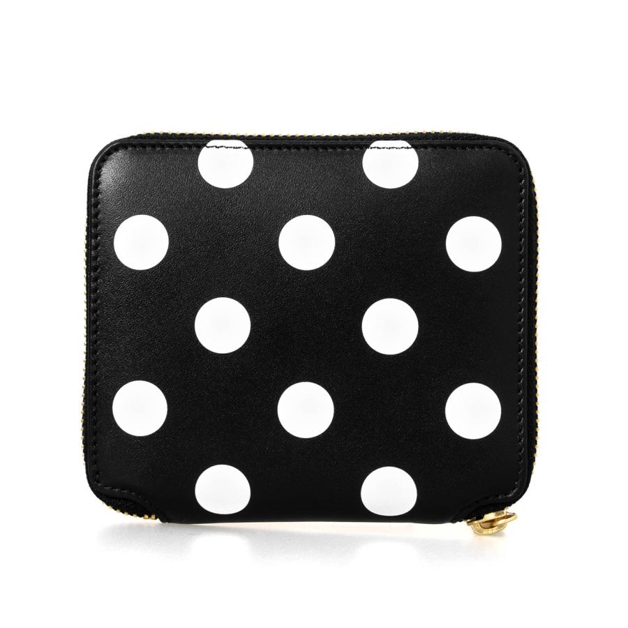 コムデギャルソン ポルカドット コンパクト 二つ折財布 エンボス　黒　ラウンド Wallet COMME des GARCONS ポルカドットエンボス（二つ折り）[8Z