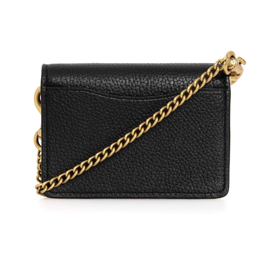 コーチ COACH レディース カードケース（ストラップ付き） ブラック HALF FLAP CARD CASE ハーフフラップ カードケース  C6718 B4/BK BLACK