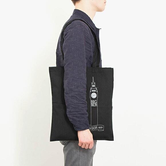 イギリス エコバッグ HOUSES OF PARLIAMENT BIG BEN ハウスオブパーラメント ビッグベン TOTE BAG ブラック 黒  黒 BLACK｜chgardens｜02