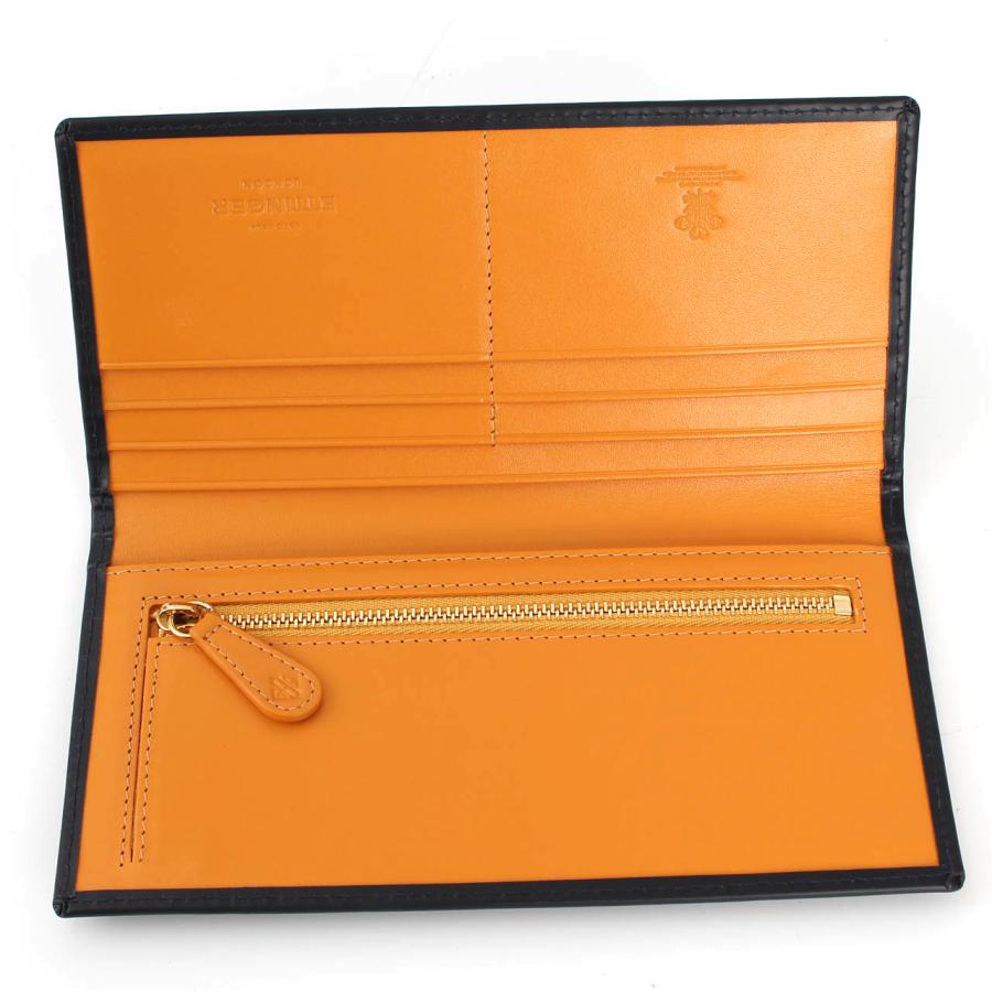 エッティンガー ETTINGER 財布 長財布 ネイビー ブライドルレザー LONG WALLET WITH ZIPPED POCKET メンズ BH953AEJR NAVY BRIDLE HIDE COLLECTIONの画像