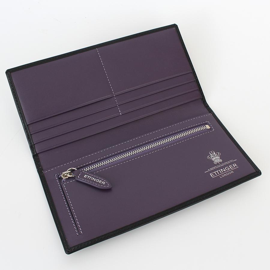 ETTINGER ブラック×パープル レザー 長財布 ETTINGER（エッティンガー） 財布 長財布 ブラック/パープル LONG