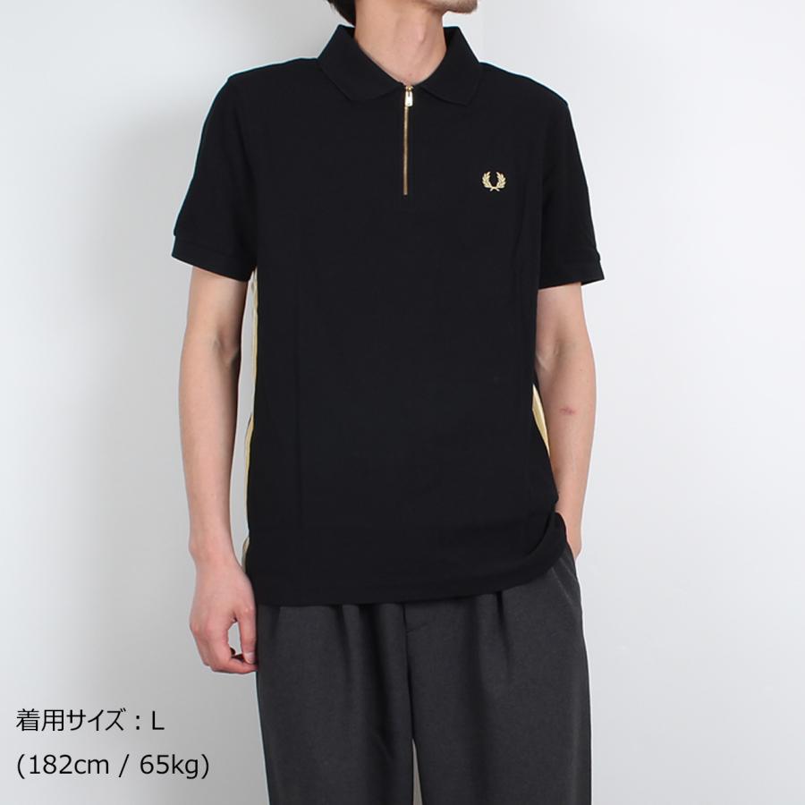 【希少】FRED PERRY ブラックポロシャツ 半袖 FRED PERRY（フレッドペリー） 半袖ポロシャツ STRIPE TAPE POLO SHIRT