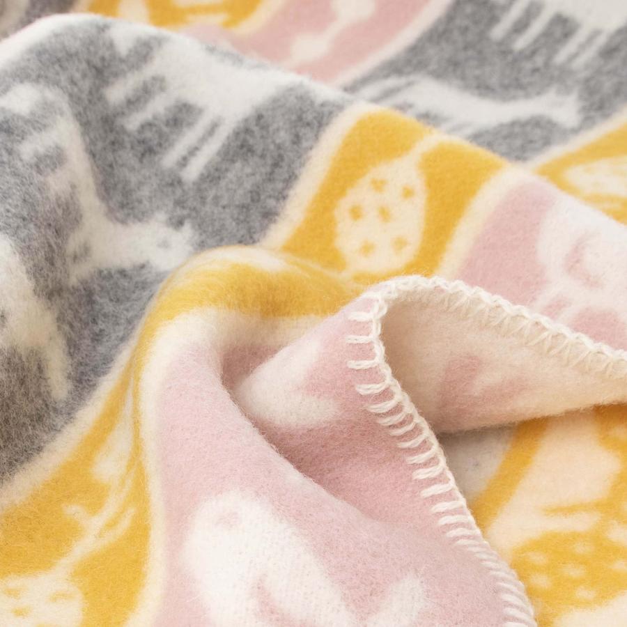 クリッパン KLIPPAN ウールハーフブランケット イエロー×ピンク×グレー ECO＆LAMB WOOL BLANKETS NATURE