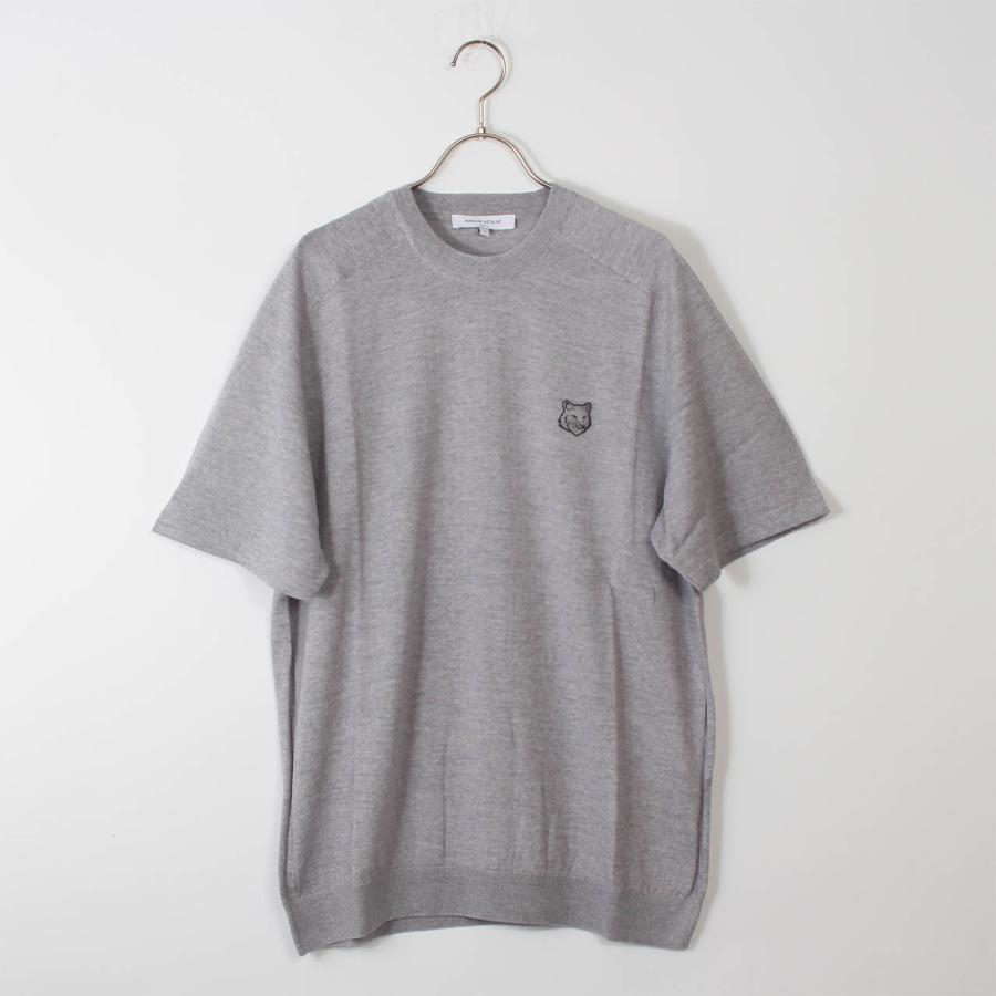 MAISON KITSUNE　メゾンキツネ　パッチ　ニット　グレー MAISON KITSUNE（メゾン キツネ） メゾン キツネ 半袖ニット FOX HEAD