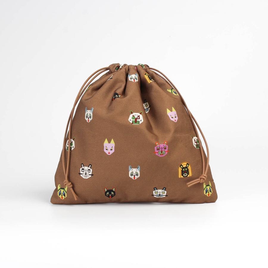ロエベ LOEWE ポーチ LOEWE x LOUIS WAIN CATS SMALL DRAWSTRING POUCH ロエベ ルイス・ウェイン コラボ 巾着 レディース C643057X03の画像