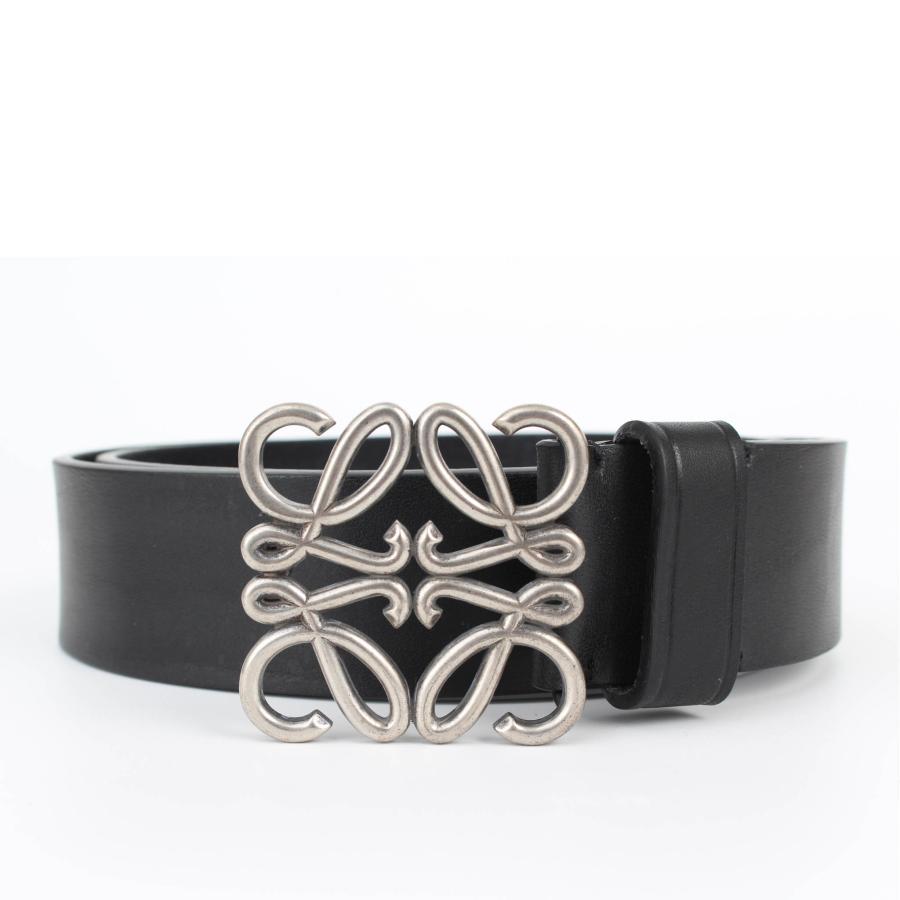 Loewe レザー バングル 黒 銀色バックル　ベルト　ロエベ LOEWE ロエベ ベルト CHUNKY ANAGRAM BELT アナグラムベルト メンズ