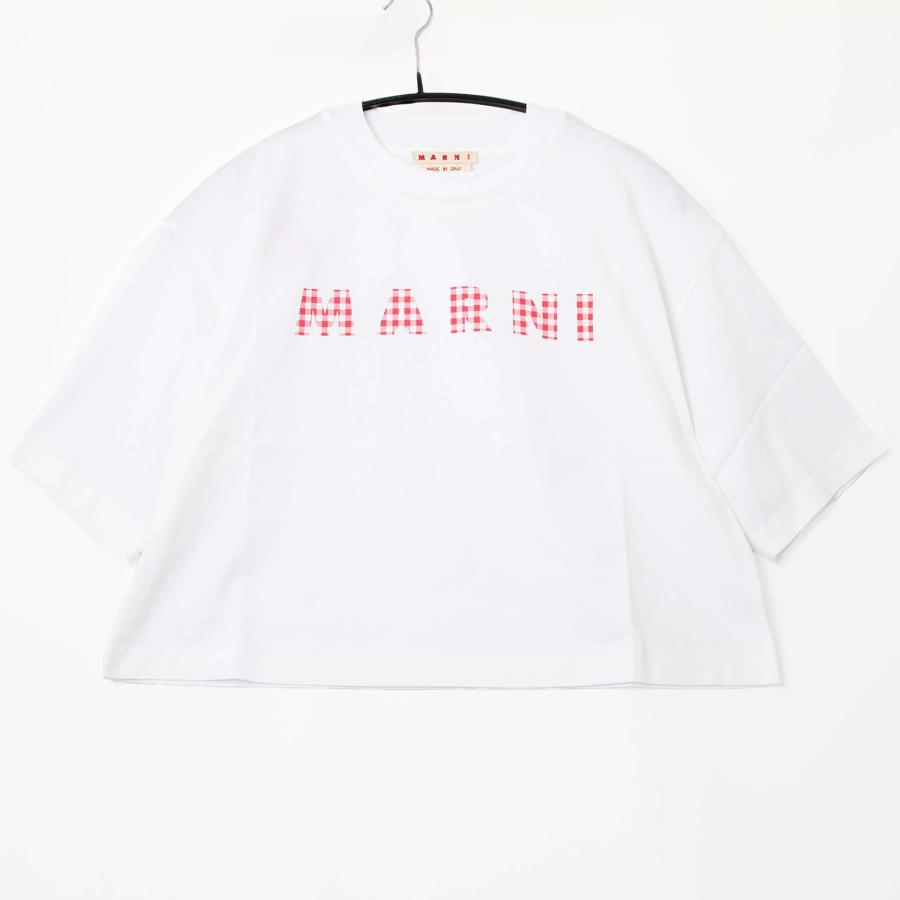 MARNI マルニ 半袖Tシャツ T-SHIRT WITH CHECKED LOGO チェック